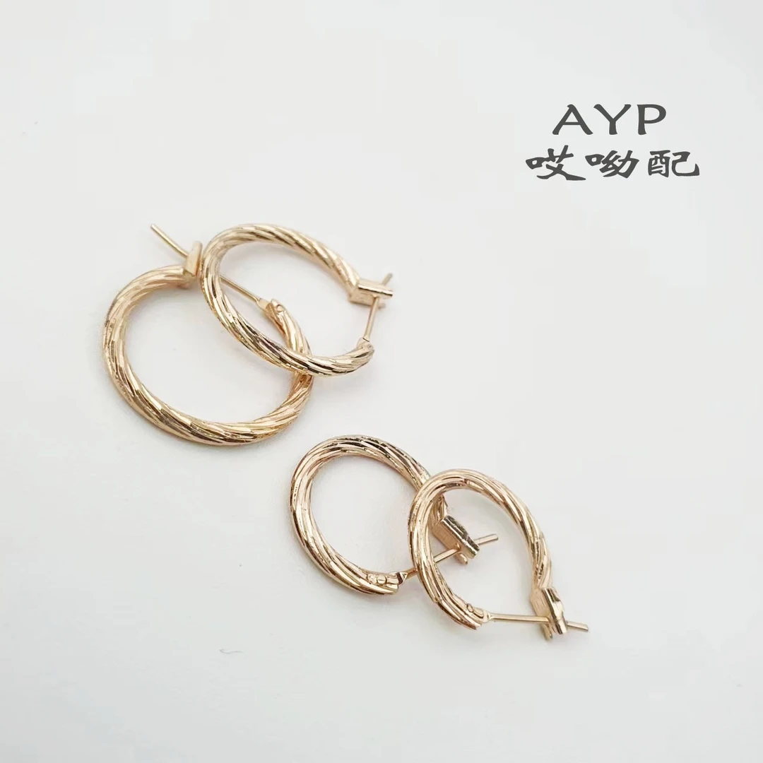 铜合金耳饰 哎呦家13471纯色扭曲麻花耳钉