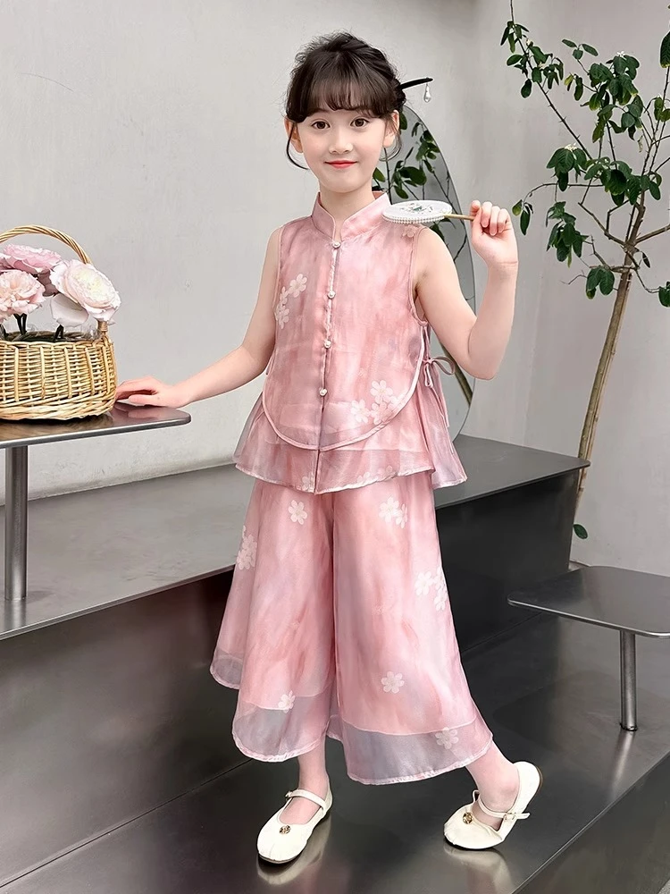 女童夏装套装2025新款洋气大童新中式国风女孩唐装儿童夏季两件套