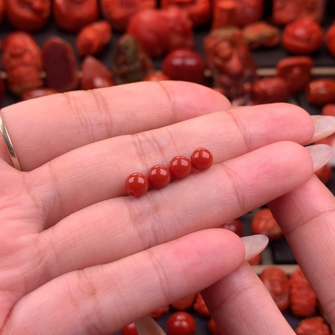 南红玛瑙南红川料原矿圆珠5mm➕未镶嵌侠***?
