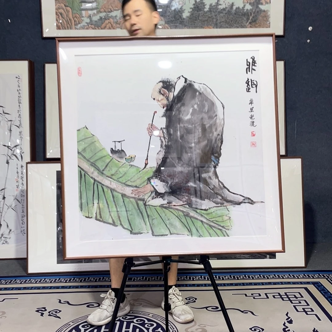 国画手绘画作品带框