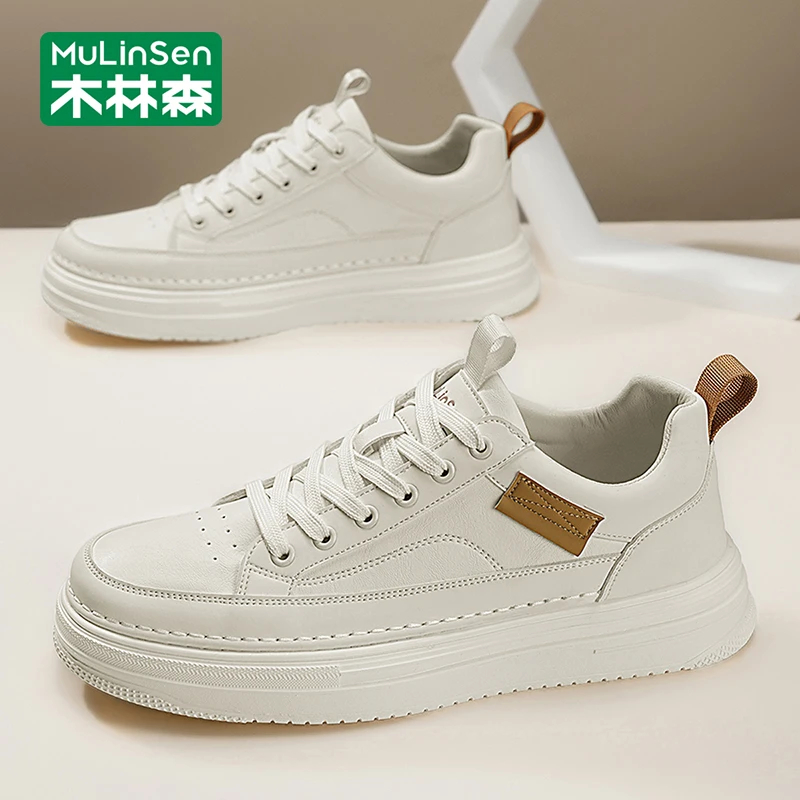 木林森男鞋2025新款秋季透气小白鞋男款百搭软底工作休闲板鞋男
