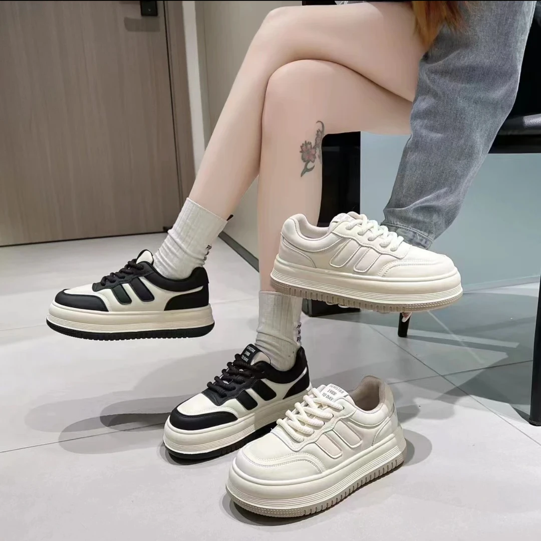 2025春季新款厚底板鞋板鞋女皮面7088