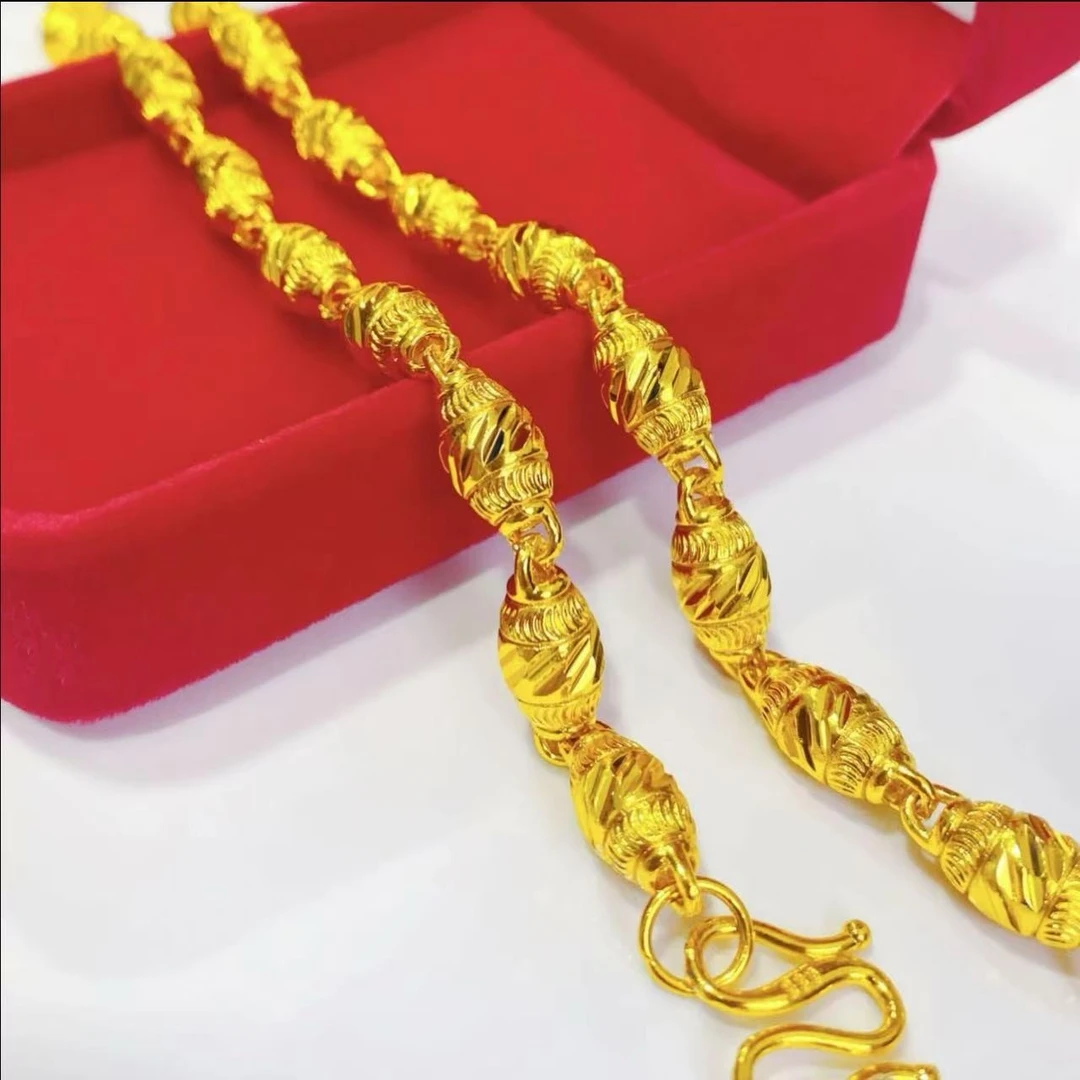 合金项链 【橄榄项链】男士男款时尚空心素款霸气金色不掉色精美