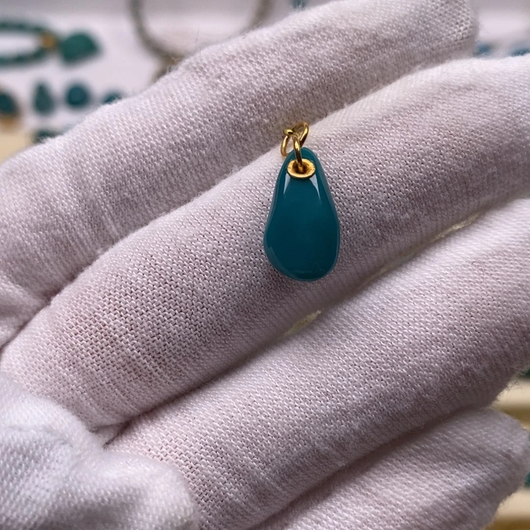 绿松石未镶嵌珠宝奇石随型侧挂7.8mm