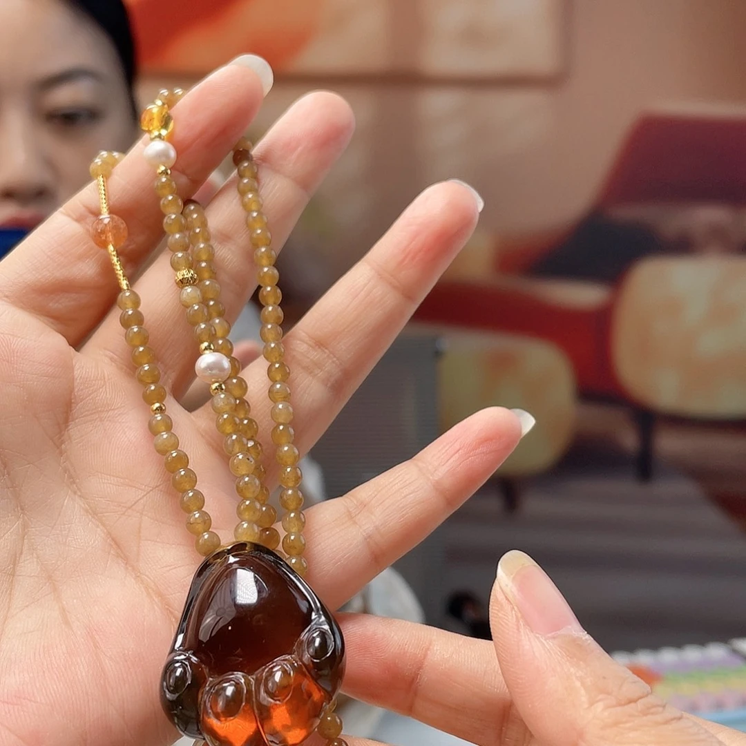裸石蓝珀未镶嵌蓝珀吊坠
