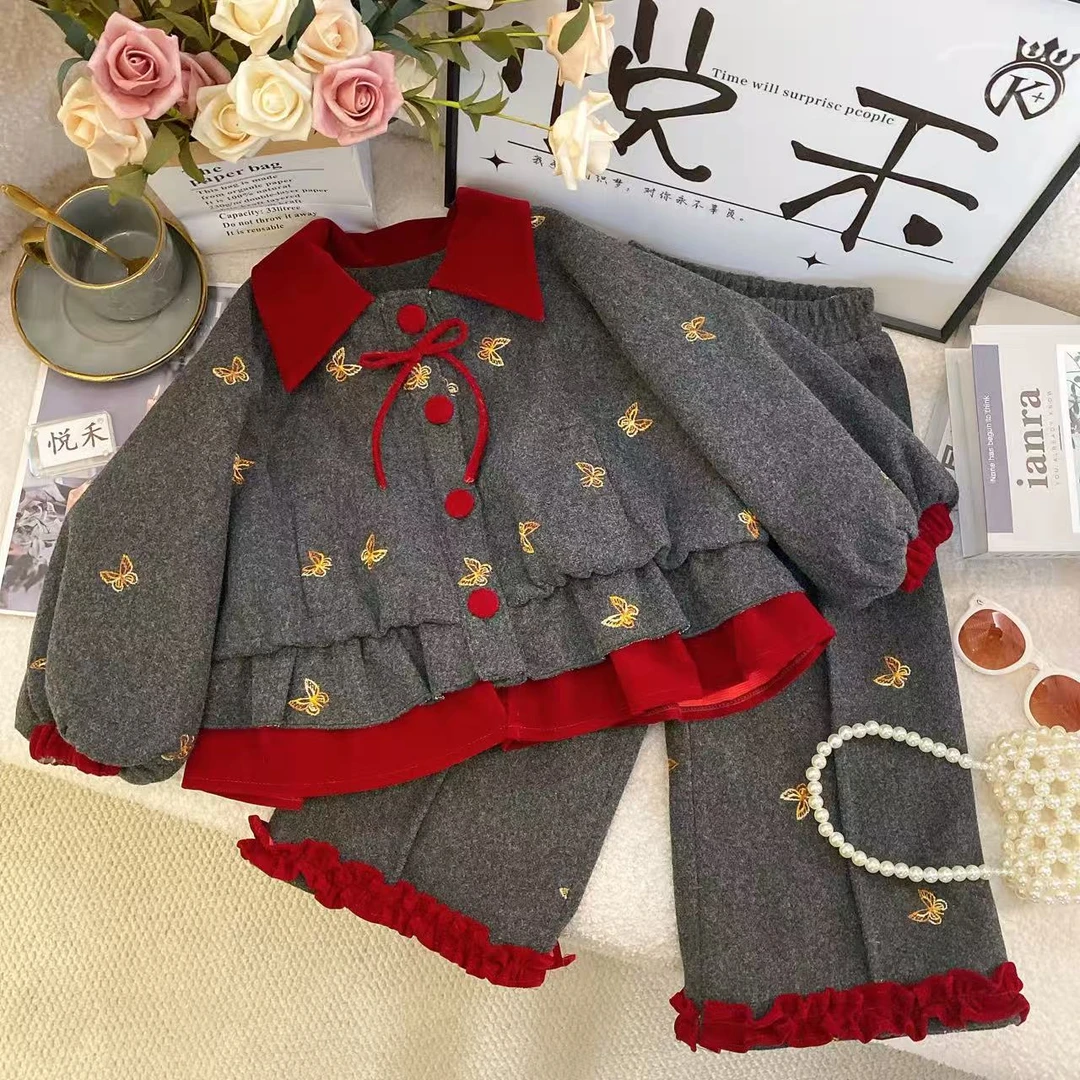 Y4【悦禾】女童新款小香风秋冬韩版百搭洋气加厚童装套装6937