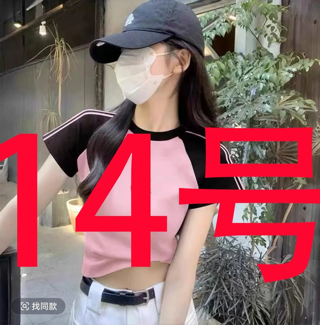 夏季女款修身拼色纯棉T恤4599