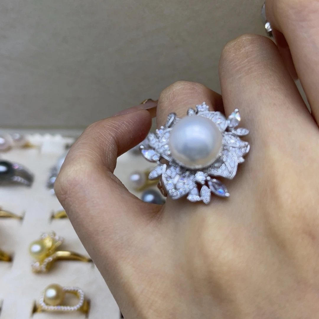 淡水珍珠戒指银S925镶嵌