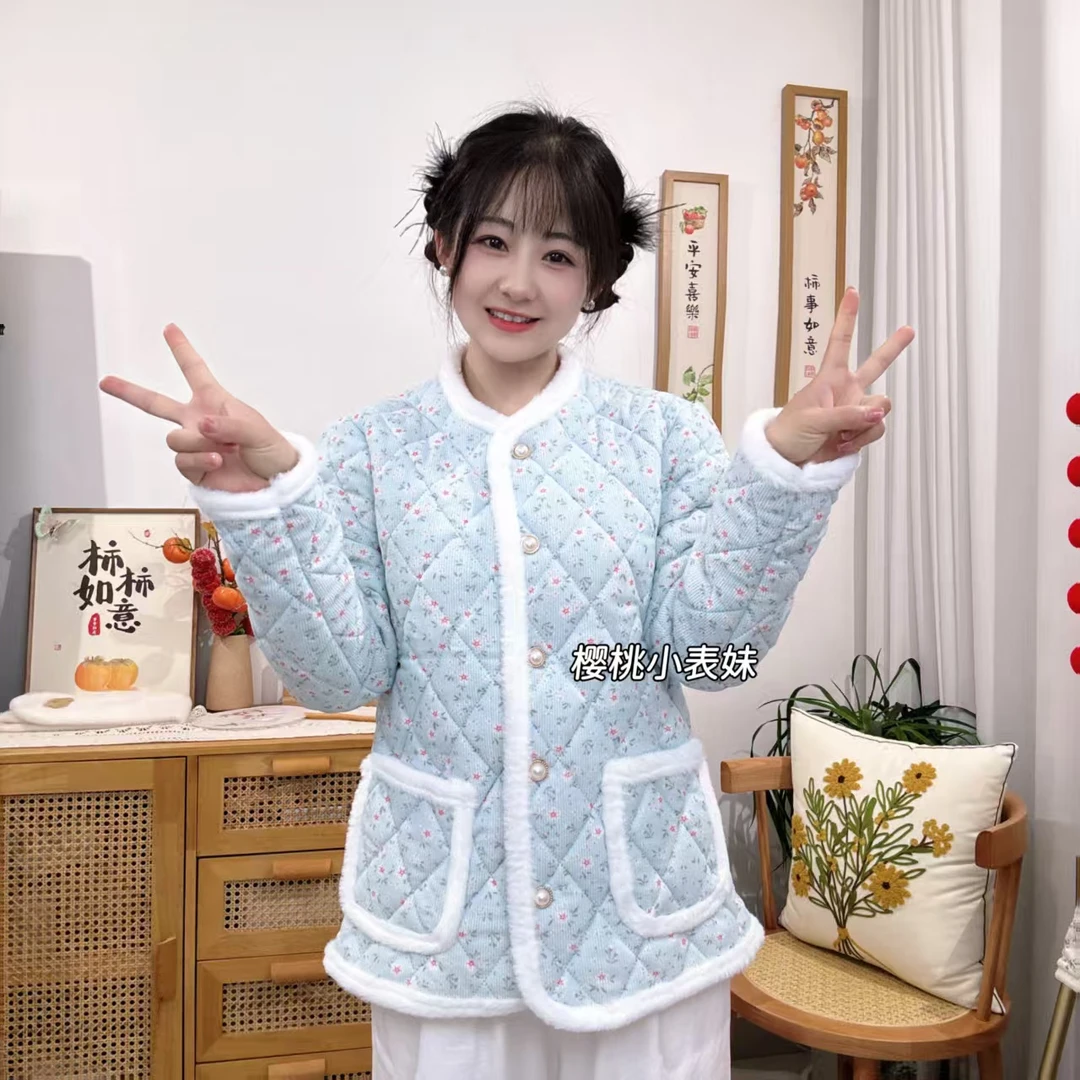 女士新款时尚碎花保暖抗寒舒适棉袄