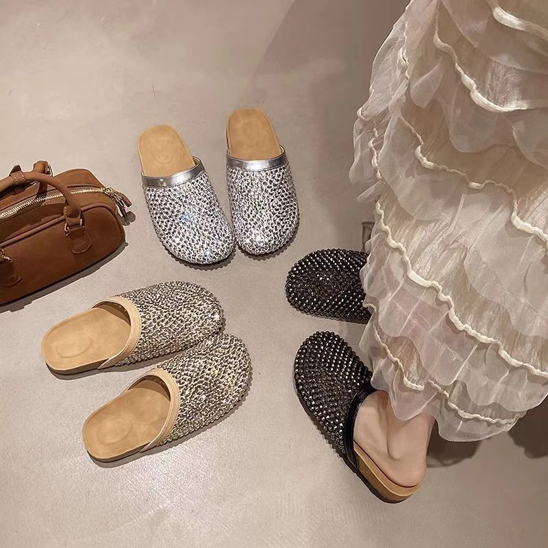 A06款-满钻水钻渔网凉拖女款外穿半托博肯鞋