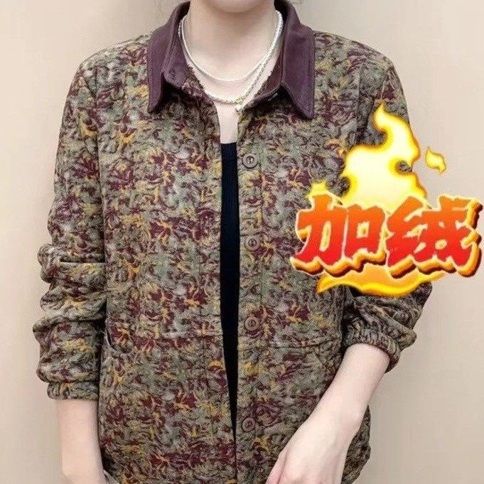 2025秋冬季新品加绒短款外套翻领长袖上衣气质显瘦秋季上衣