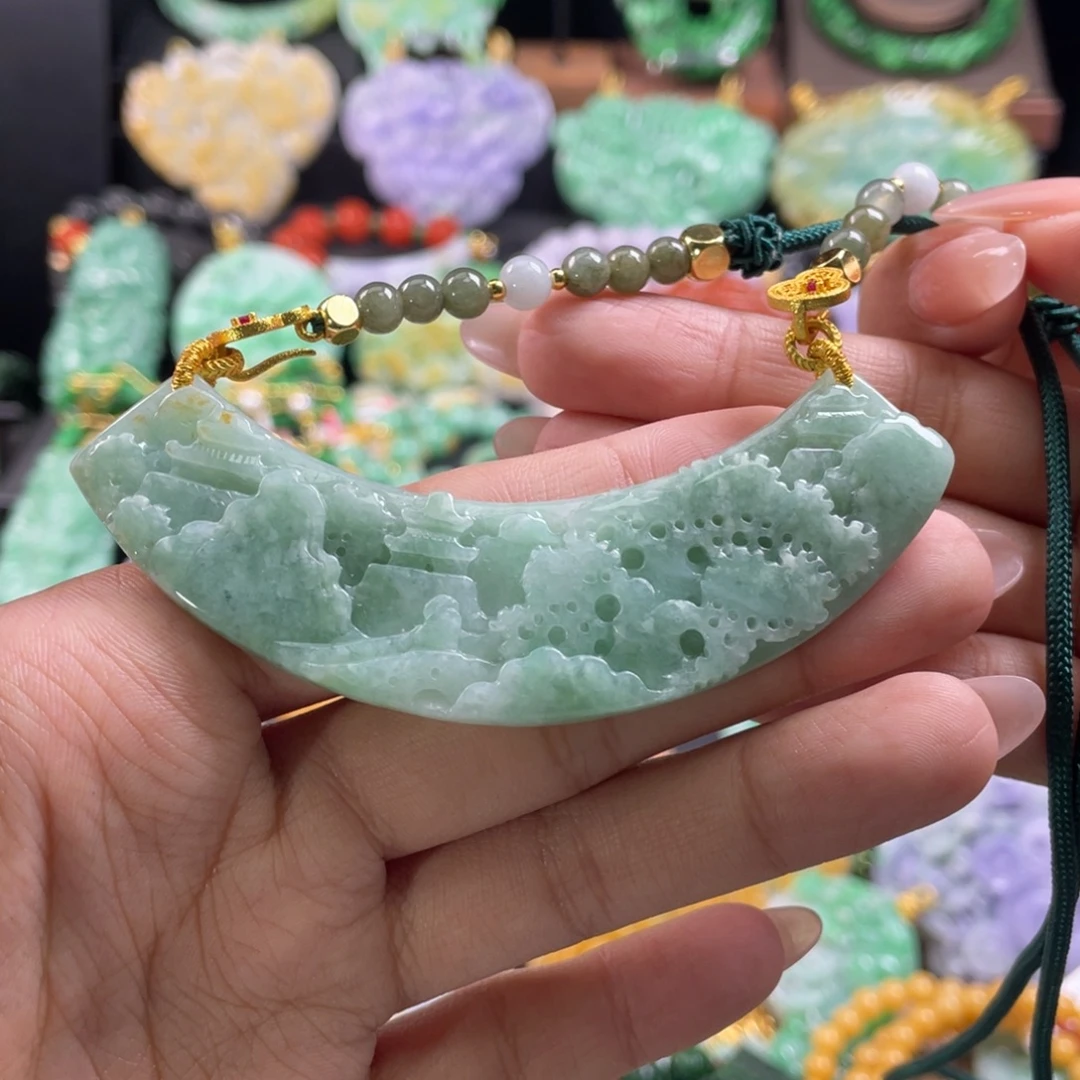 翡翠未镶嵌颈饰代编织