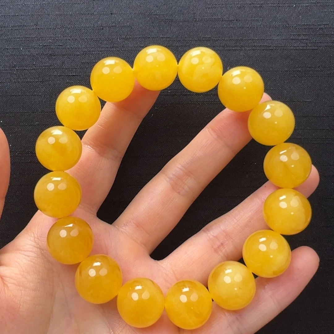未镶嵌琥珀裸石焦皮同料手串14+mm