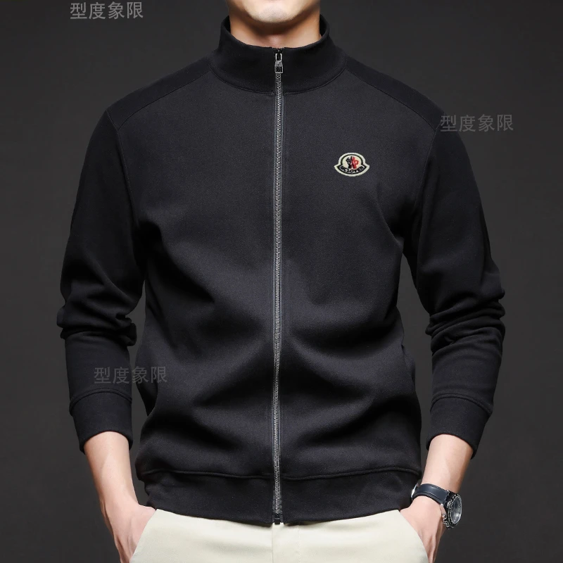 奥莱撤柜蒙家徽标开衫夹克外套宽松型秋冬款商务休闲百搭保暖衣