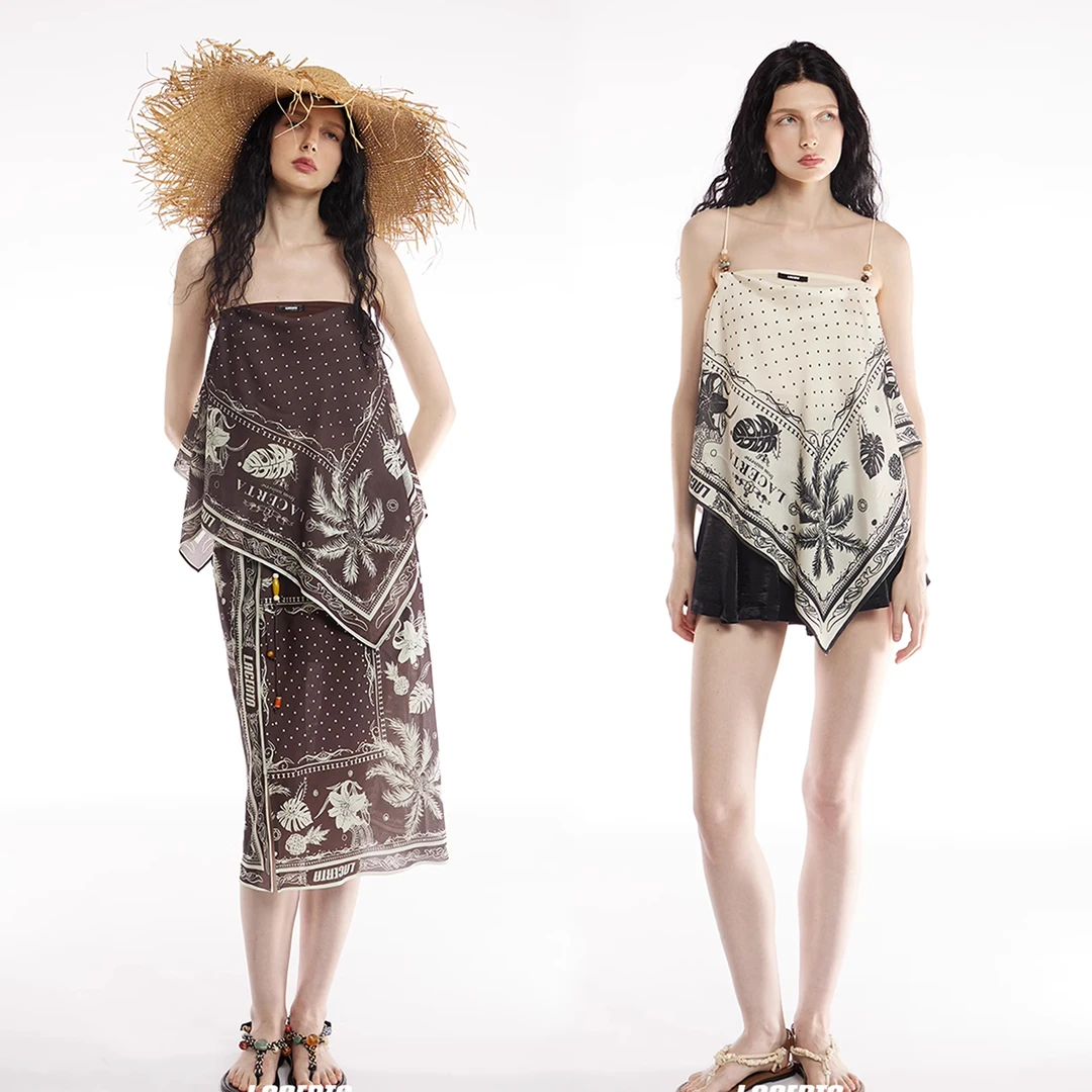 Gemini买手店LACERTA/莱瑟塔度假丝巾印花吊带上衣2025夏季新款