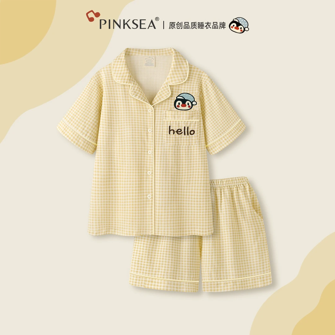 Pinksea纯棉睡衣女款夏短袖短裤女士家居服夏季套装2025新款夏天
