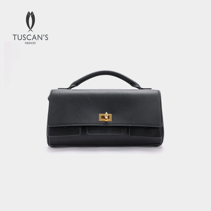 TUSCAN'S简约小众设计款手提包真皮牛皮单肩斜挎包时代双鱼