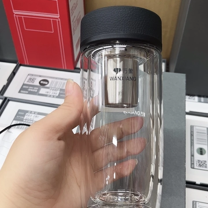 万象双玻璃杯v16-255黑皮纹