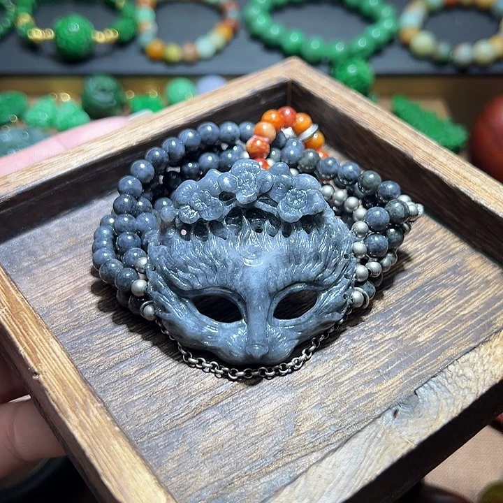 翡翠手串银S925镶嵌翡翠手串