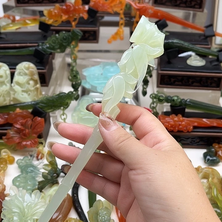 蛇纹石玉岫玉发簪未镶嵌