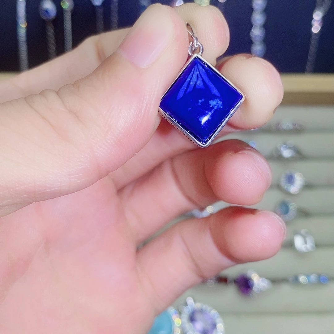 银S925镶嵌青金石吊坠(不含链)