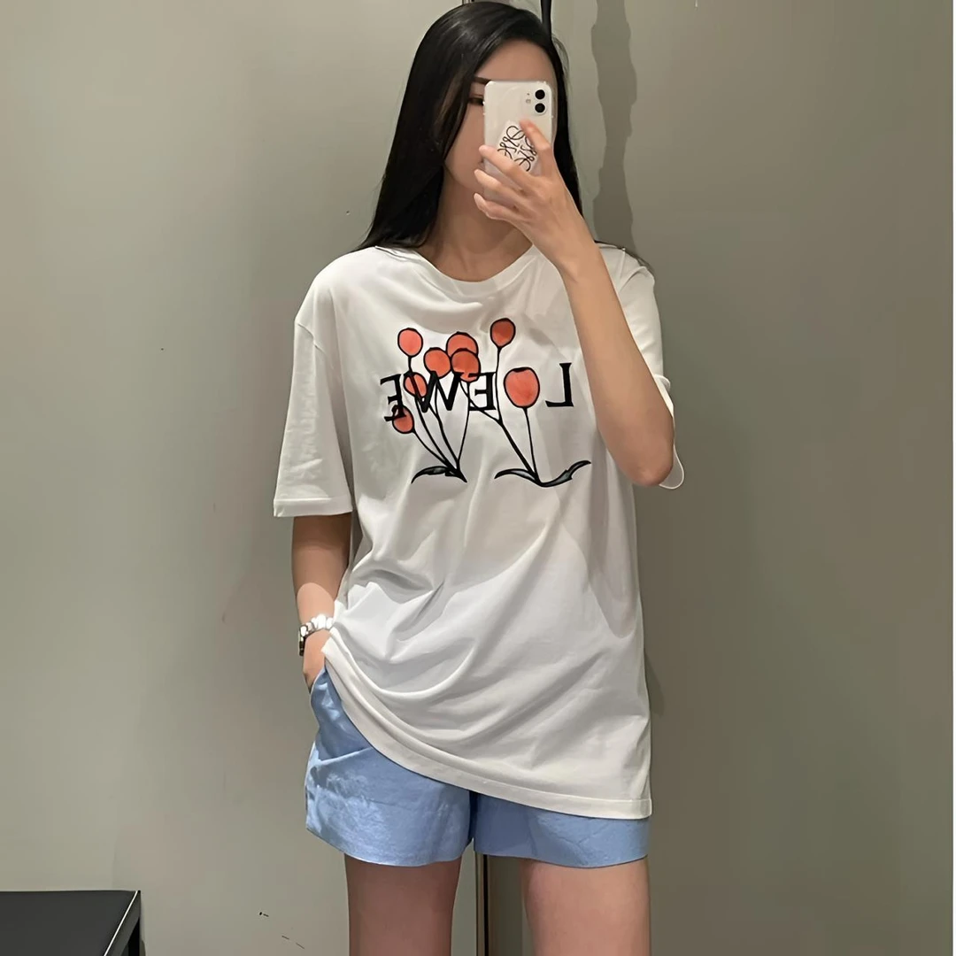 99新 LOEWE/罗意威 2504173/XS码/植物标本图案圆领短袖