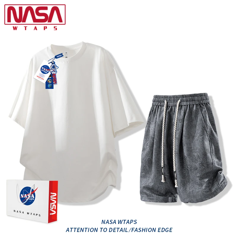 NASA WTAPS潮牌短袖短裤套装男夏季薄款宽松大码情侣休闲运动套装
