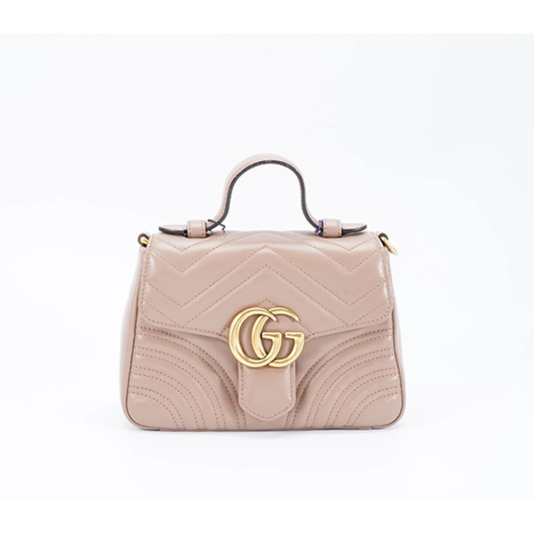 95新 GUCCI/古驰 【诗诗】奶茶色马蒙手提小号/BG22011325