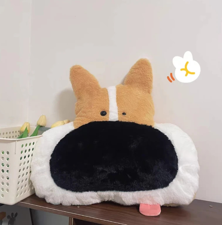 【可爱大鼻子狗抱枕办公室护腰久坐神器狗头毛绒玩具