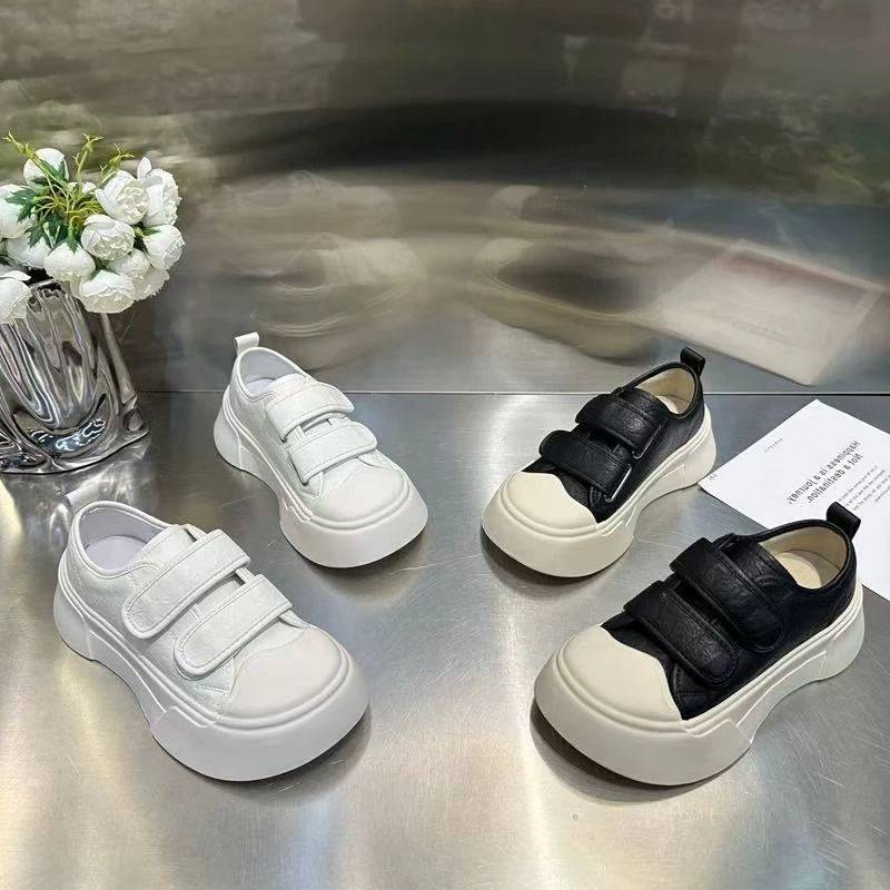 A13魔术扣小白鞋胖头真皮轻奢百搭潮流时尚休闲鞋