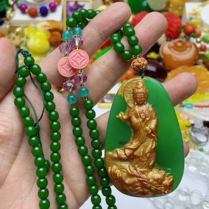 树脂制品69号绿色项链