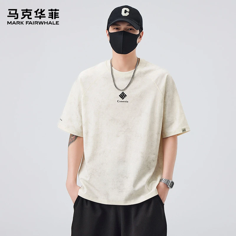 MARK FAIRWHALE/马克华菲潮牌重磅短袖t恤男夏季扎染印花半袖体恤