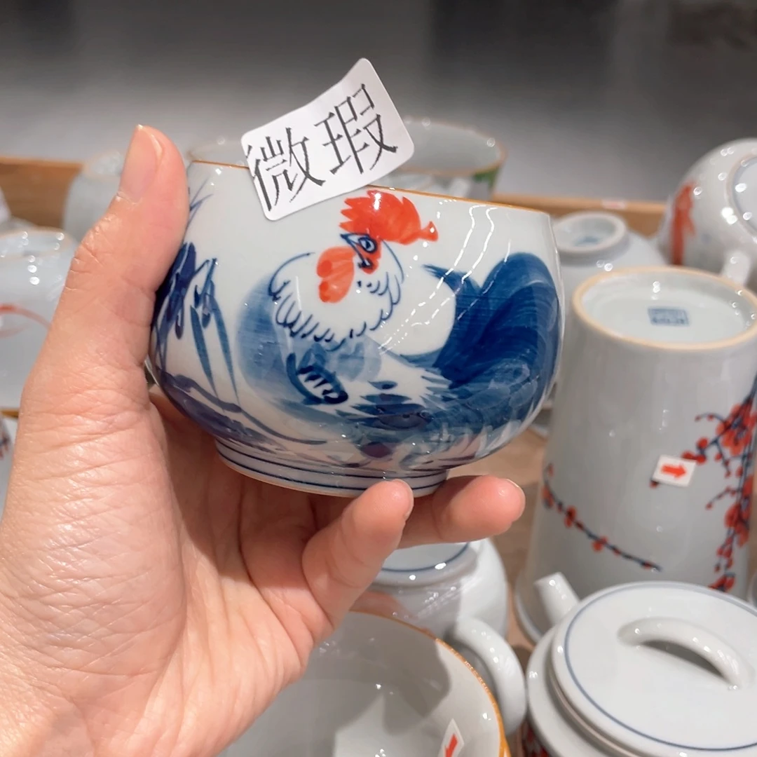 釉下彩纯手绘有瑕