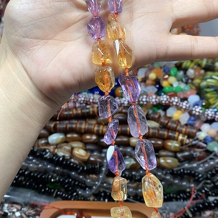 未镶嵌玛瑙/玉髓珠宝半成品天然紫黄晶随型一条拍（2发1）148