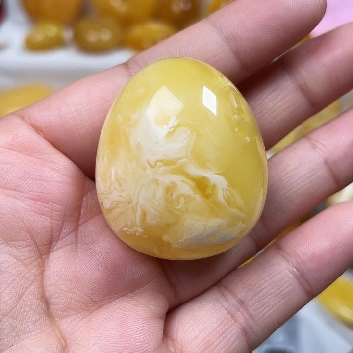 裸石蜜蜡未镶嵌瓷白花吊坠