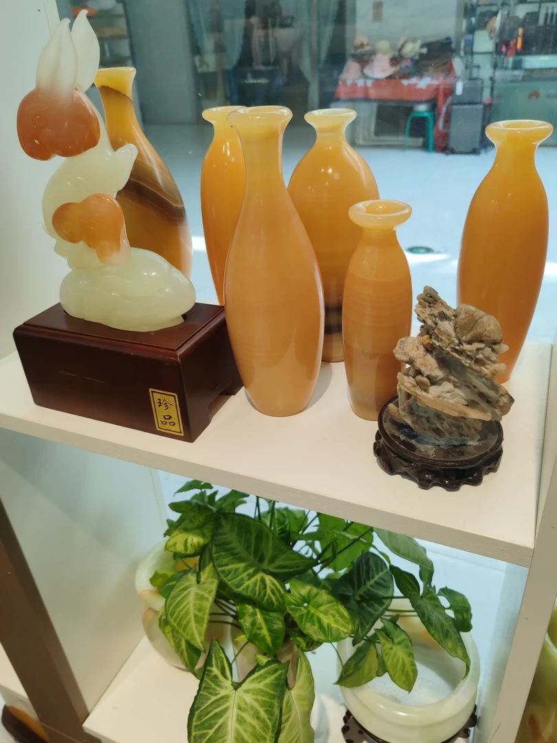 戈壁石花瓶摆件创意黄色工艺品家居摆件[一物一拍，小黄车下单]2号