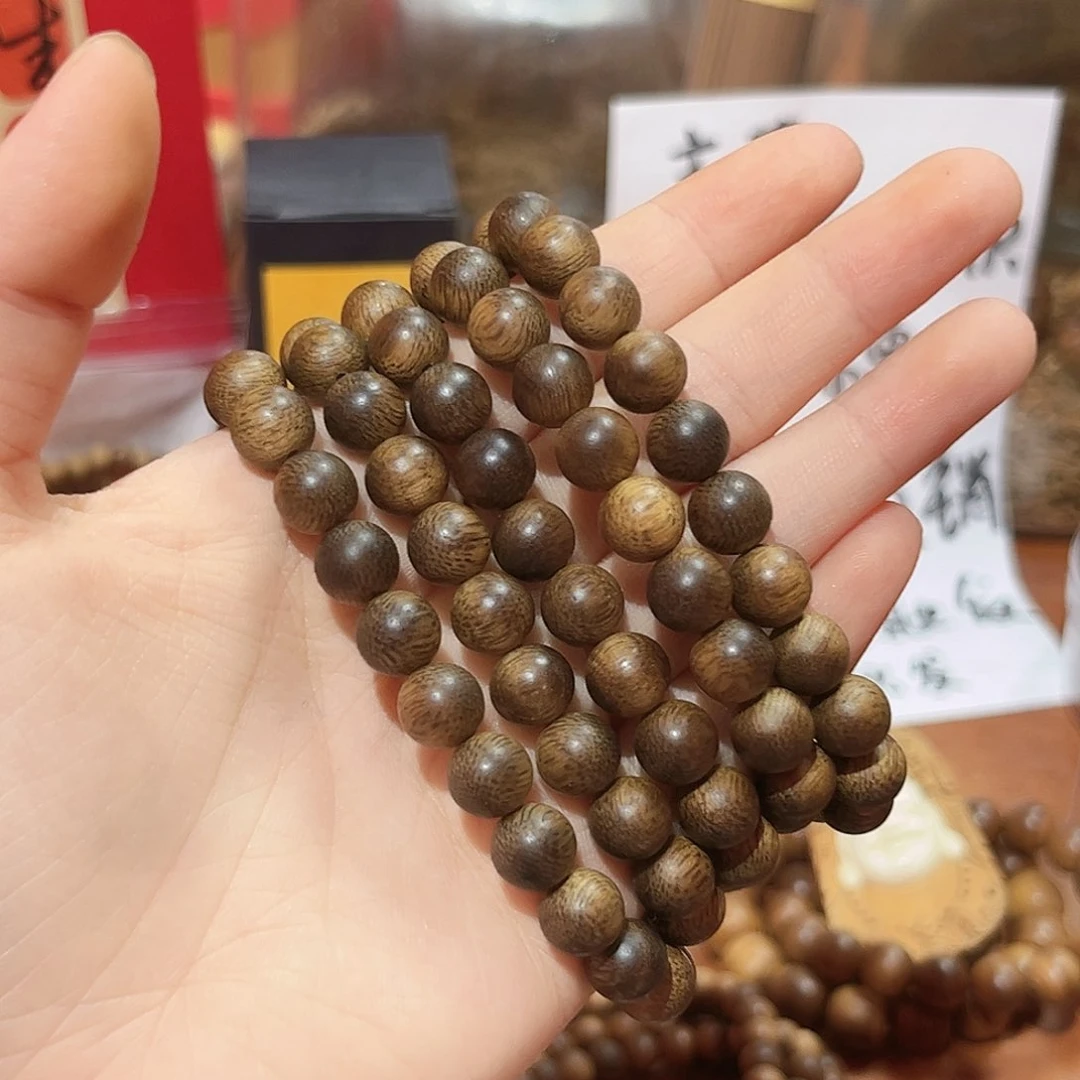檀香木手串/手链0.8x108 海南莺歌绿棋 兰花香/凉意/蜜甜
