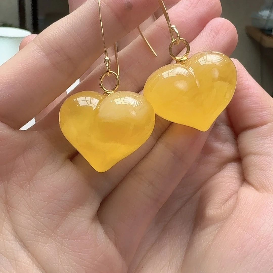 琥珀未镶嵌耳饰耳坠