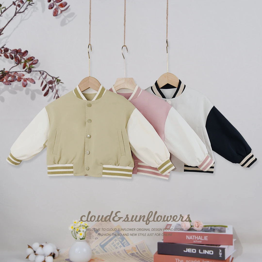 女童撞色秋款时尚插肩棒球服外套1112831