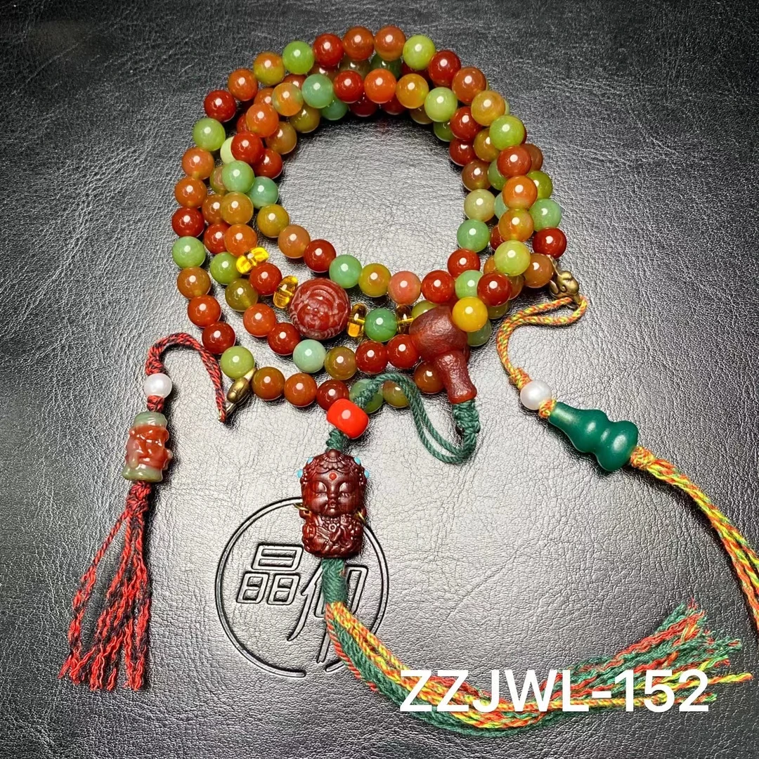晶仰ZZJWL-152盐源佛公108玛瑙毛衣链