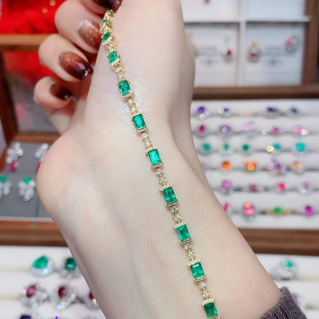 祖母绿手链18K金镶嵌2.50ct/天然宝石/七天无理由
