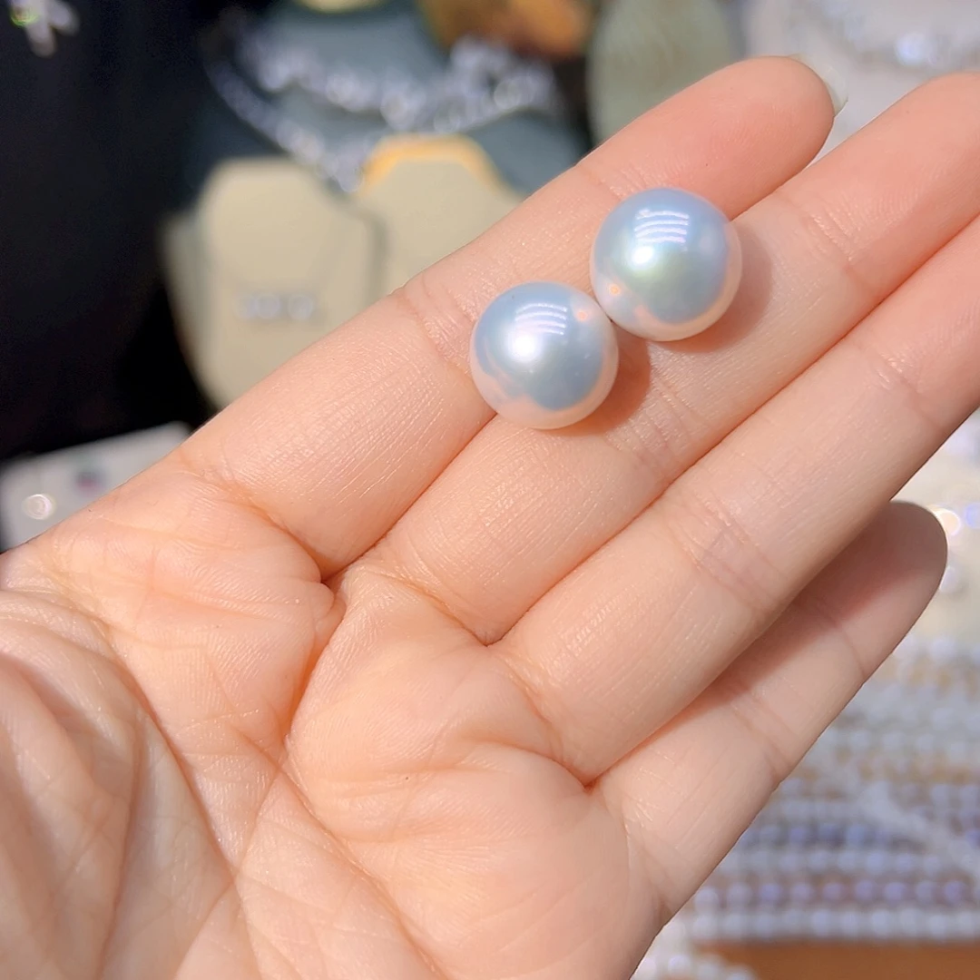 ****i淡水珍珠银S925镶嵌极光天然珍珠