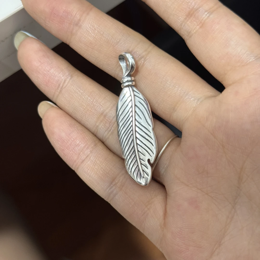 925银银制品 实心羽毛吊坠