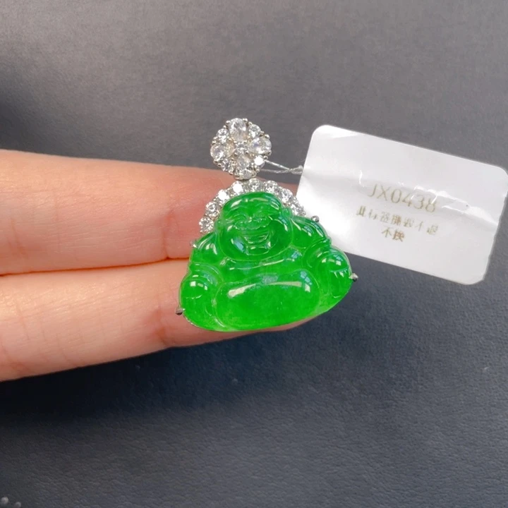 吊坠(不含链)银S925镶嵌翡翠