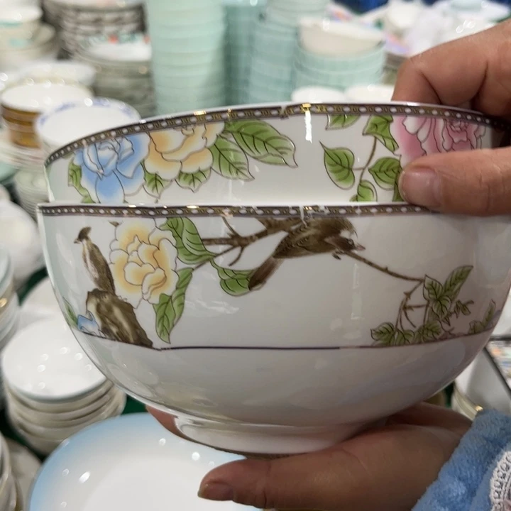 瓷片琴瑟八寸汤碗二个瑕疵