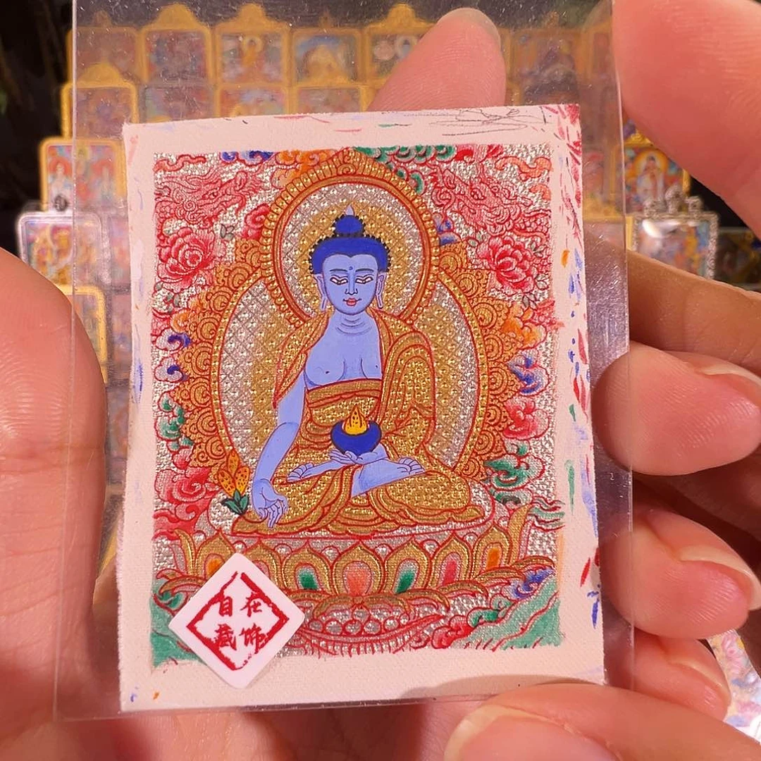 吊坠药师热贡纯手绘唐卡