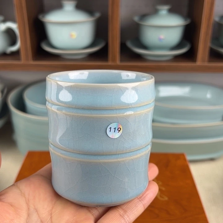 瓷摆件仿古釉大号竹节杯微瑕编号119