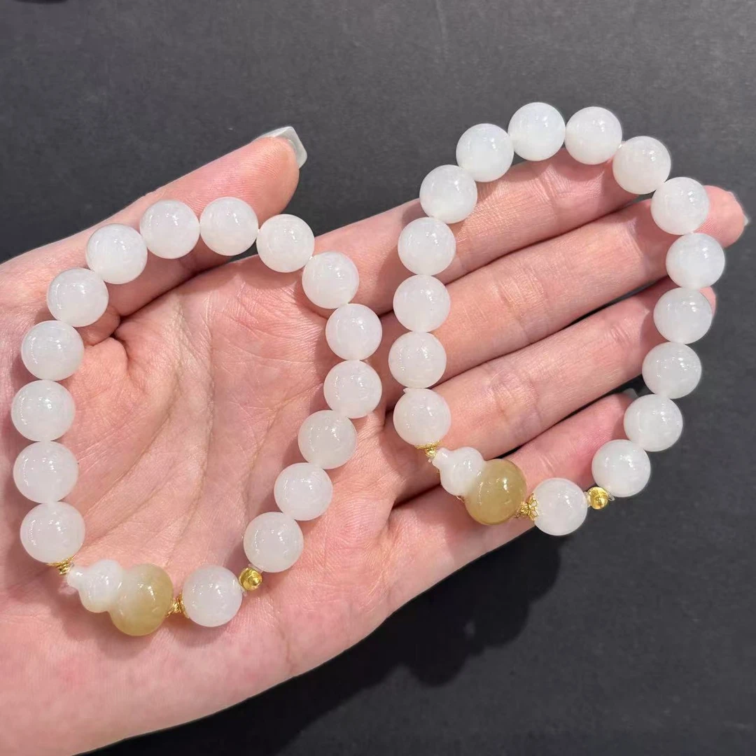 【北野珠宝】天然和田玉白玉手串-B96H-160多样性发一10mm