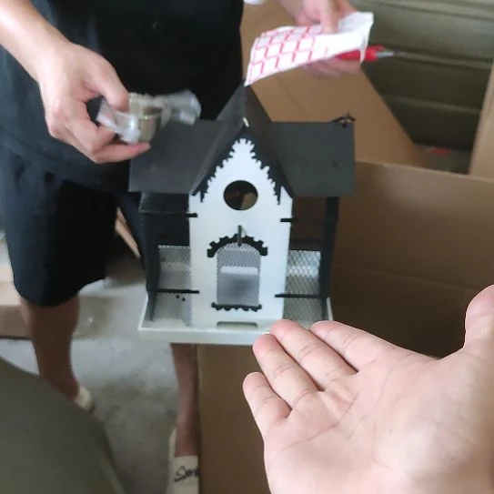 合成树脂铁艺别墅鸟屋摆件