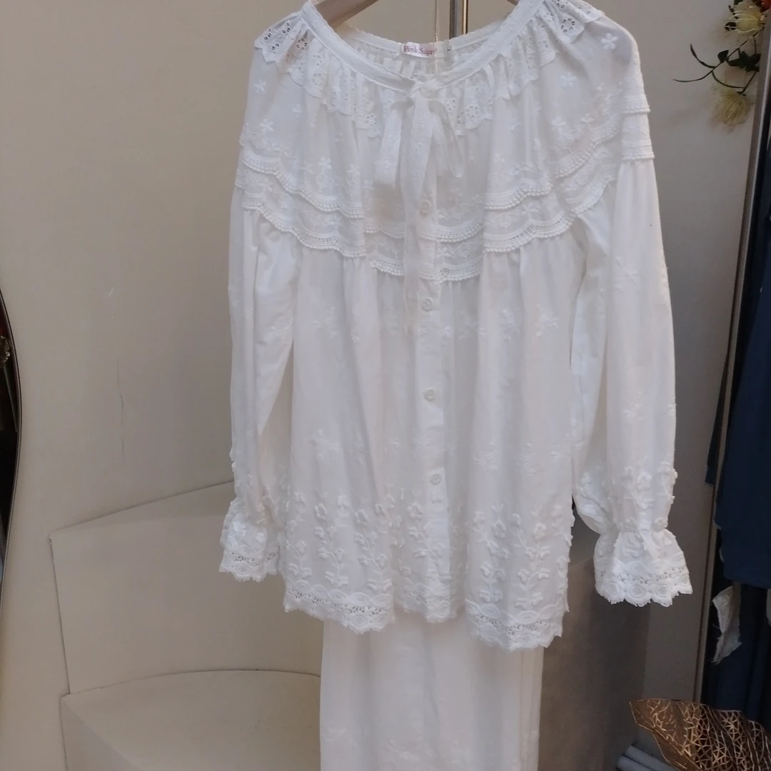 粉色甜依秋冬新款圆领公主风家居服